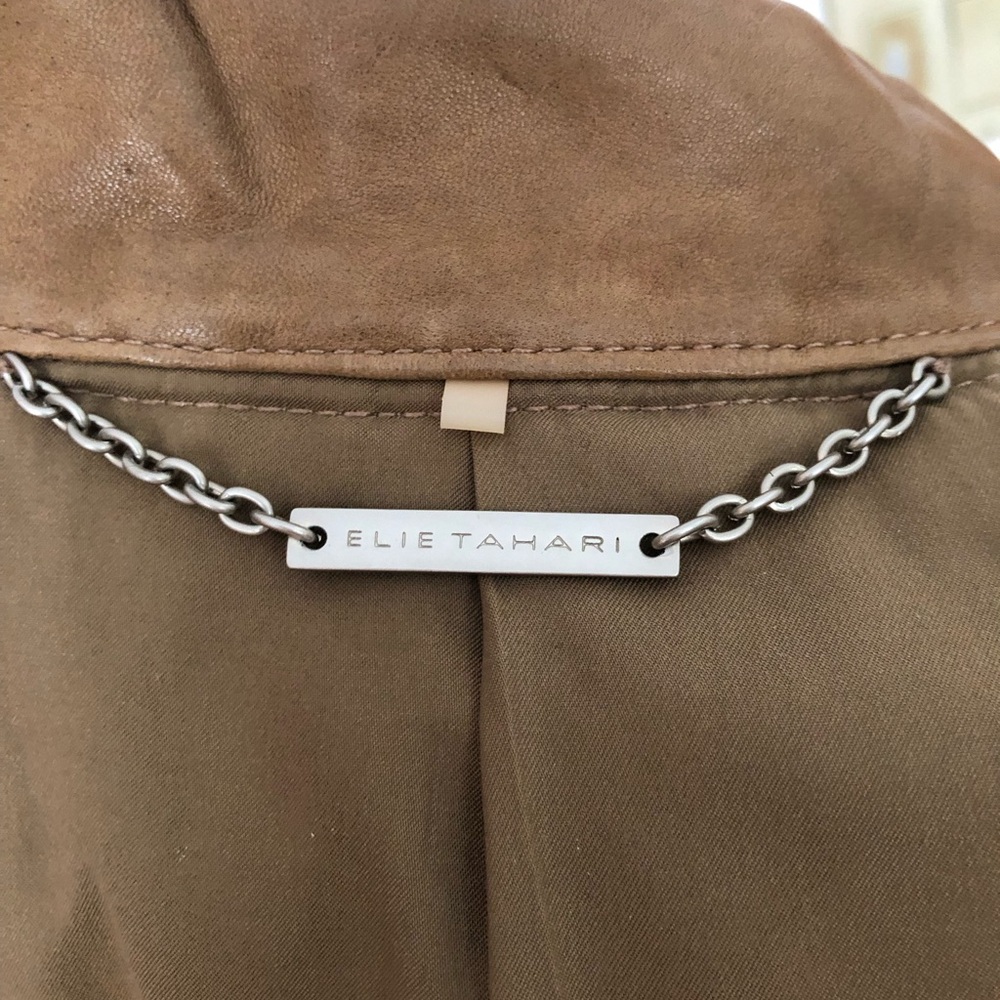 Elie Tahari Vintage Lace Detailed Leather Jacket - Picture 5 of 9